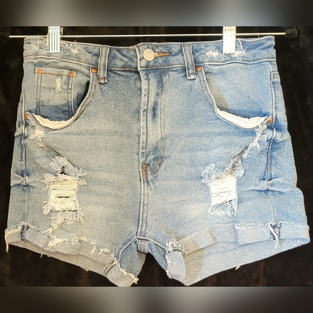 Almost Famous Blue Distressed Jean Shorts